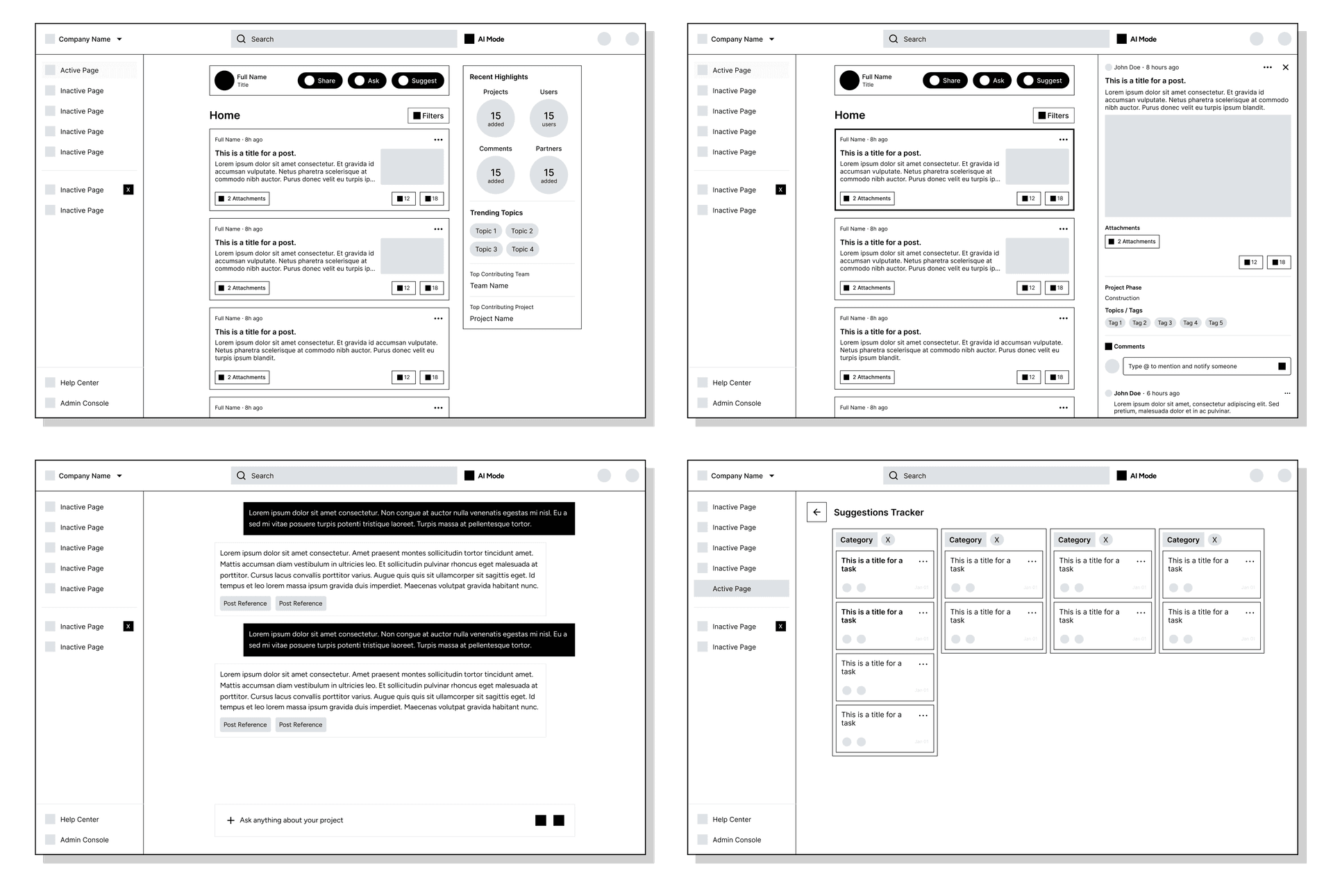 Wireframe iterations with user feedback loops
